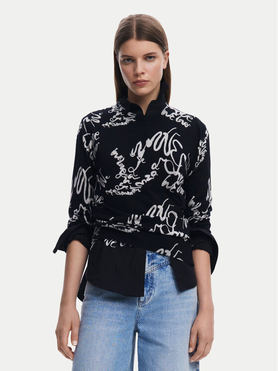 Desigual Sweter 25SWJF04 Czarny Regular Fit