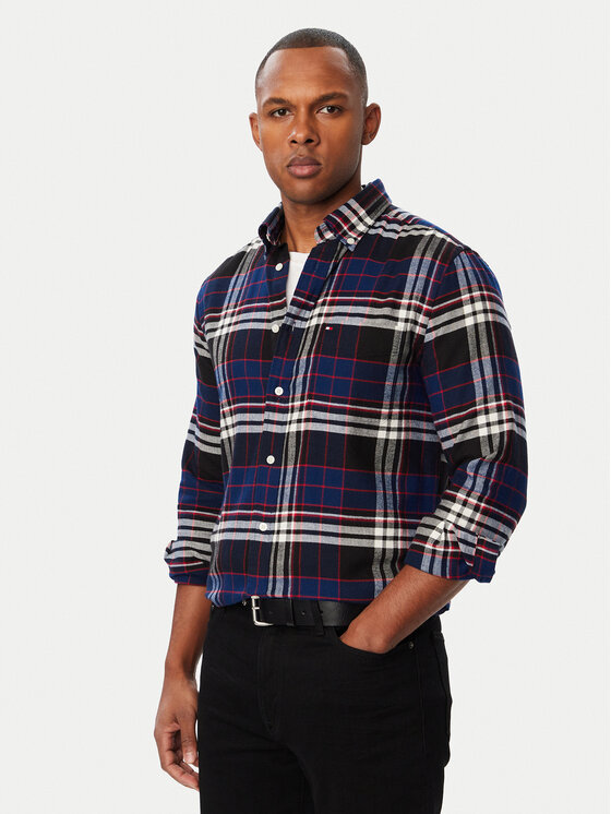 Tommy Hilfiger Koszula Hero Flannel MW0MW44592 Granatowy Regular Fit