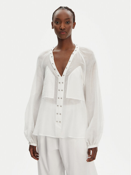 PINKO Bluzka Darren 105281 A2M7 Biały Regular Fit
