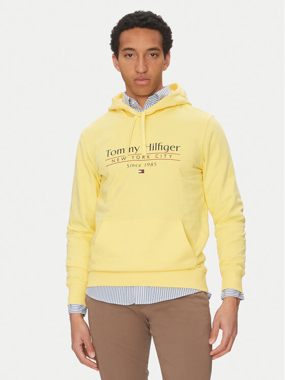 Tommy Hilfiger Bluza Center Stack MW0MW38672 Żółty Regular Fit