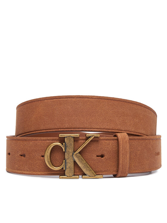 Calvin Klein Pasek Ck Buckle Suede 35Mm Fixed LV04D7126G Brązowy