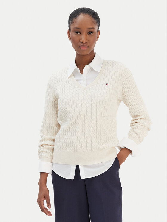 Tommy Hilfiger Sweter WW0WW44987 Beżowy Regular Fit