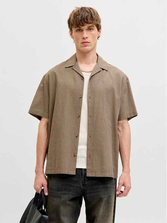 Jack & Jones Koszula Summer 12289191 Brązowy Relaxed Fit
