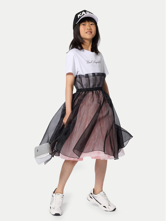 Karl Lagerfeld Kids Sukienka codzienna Z31140 S Różowy Regular Fit