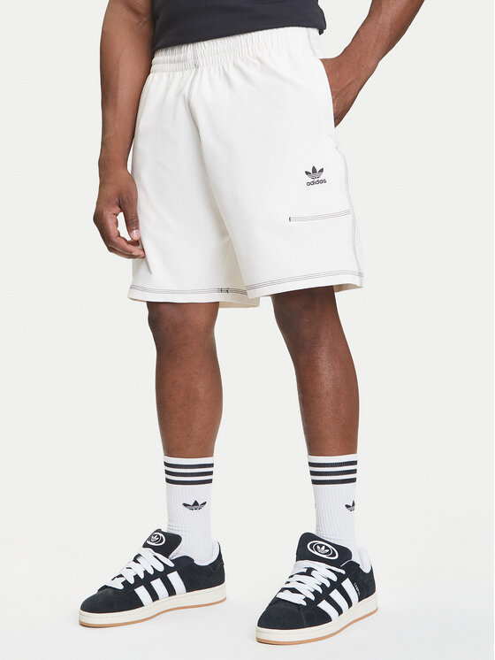 adidas Szorty sportowe Trefoil Essentials KA8541 Écru Loose Fit