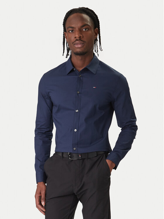 Tommy Jeans Koszula DM0DM04405 Granatowy Slim Fit