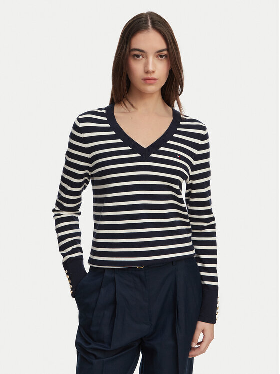 Tommy Hilfiger Sweter WW0WW40098 Granatowy Regular Fit