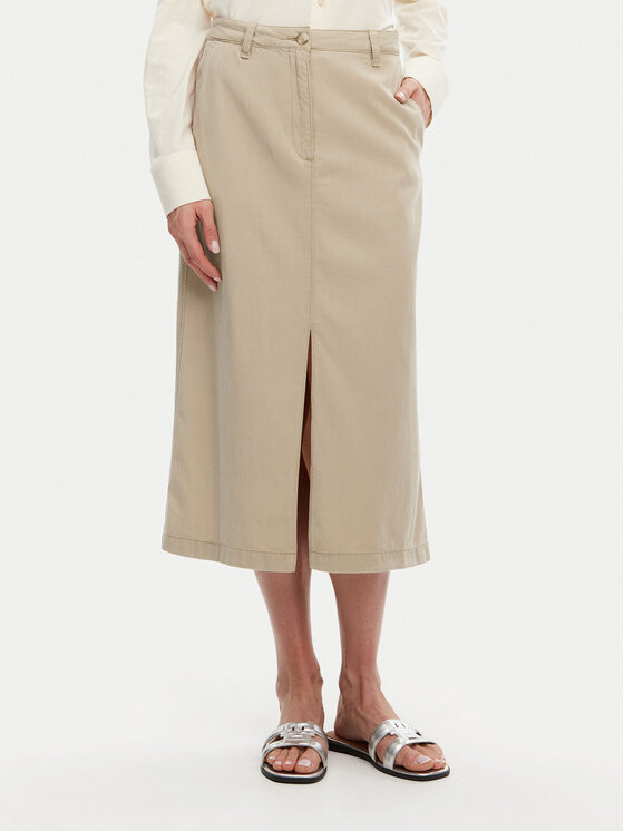 Tommy Hilfiger Spódnica midi WW0WW44726 Beżowy Regular Fit