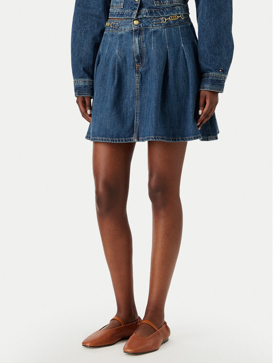 Tommy Hilfiger Spódnica jeansowa WW0WW50965 Niebieski Straight Fit