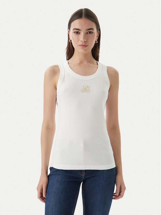 Luisa Spagnoli Top Bordo 543281 Biały Slim Fit
