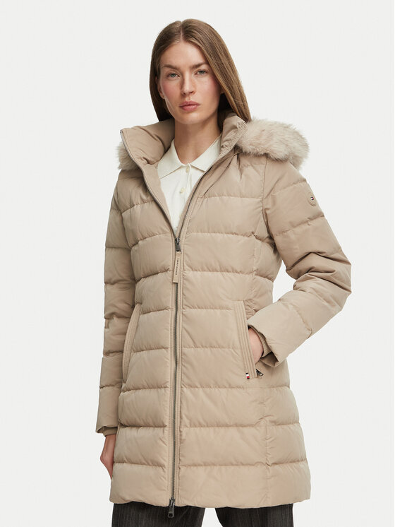Tommy Hilfiger Kurtka zimowa Heritage Tyra WW0WW51563 Beżowy Regular Fit