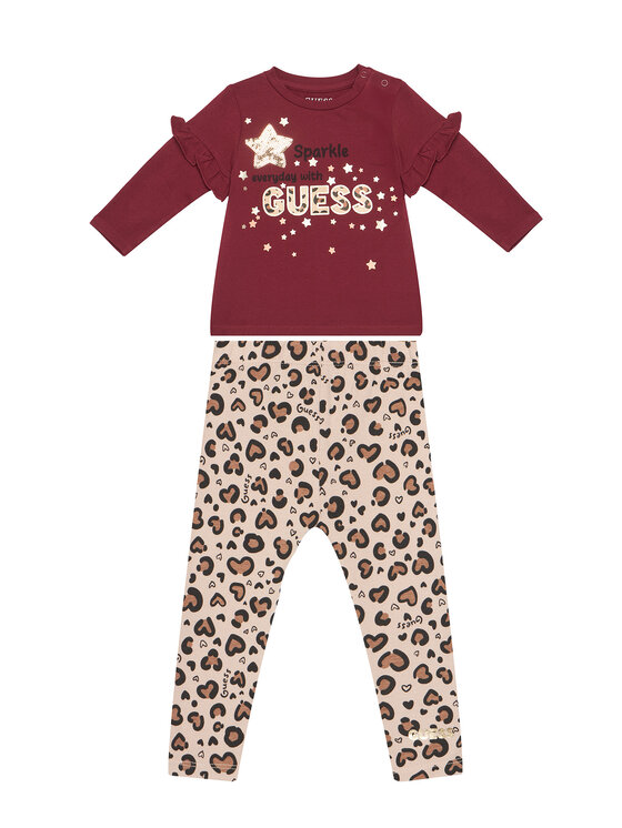 Guess Komplet bluzka i legginsy A5BG02 J1314 Czerwony Regular Fit