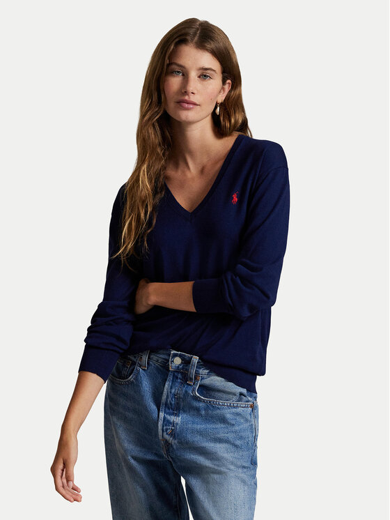 Polo Ralph Lauren Sweter 211972105005 Granatowy Regular Fit
