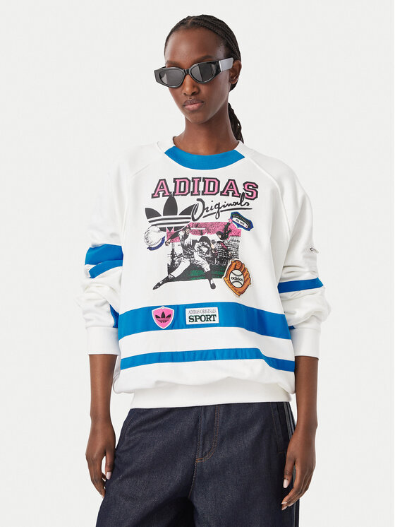 adidas Bluza Archive Sweater Baseball KS9209 Biały Regular Fit