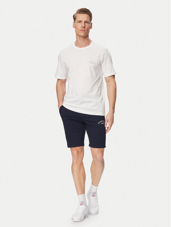 Jack & Jones Komplet t-shirt i spodenki College 12298226 Biały Regular Fit