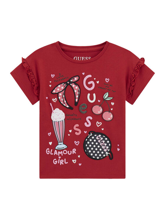 Guess T-Shirt K6RI04 K6YW4 Czerwony Regular Fit