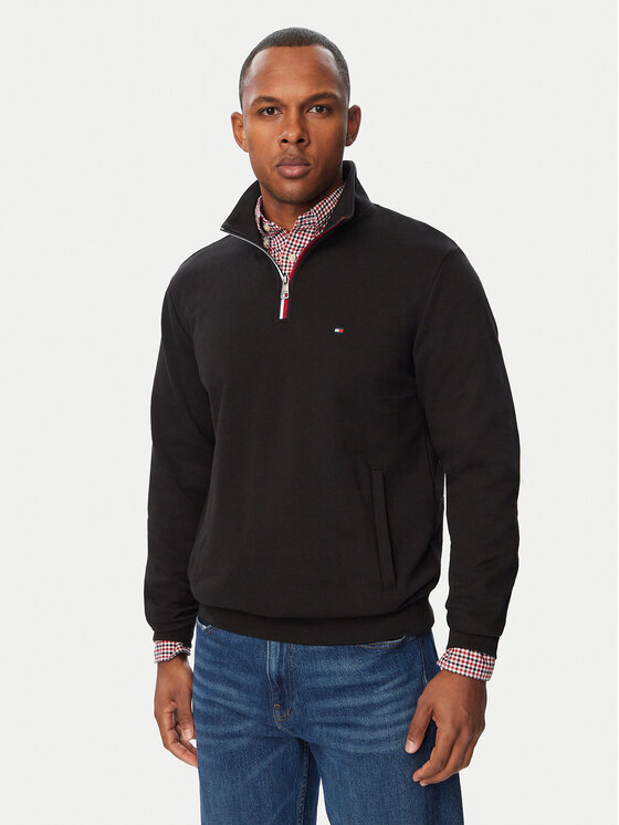Tommy Hilfiger Bluza Tipping Terry MW0MW44943 Czarny Regular Fit