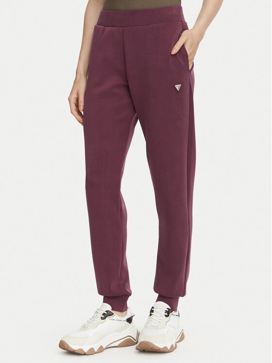 Guess Spodnie dresowe V4YB08 KCAY2 Bordowy Regular Fit