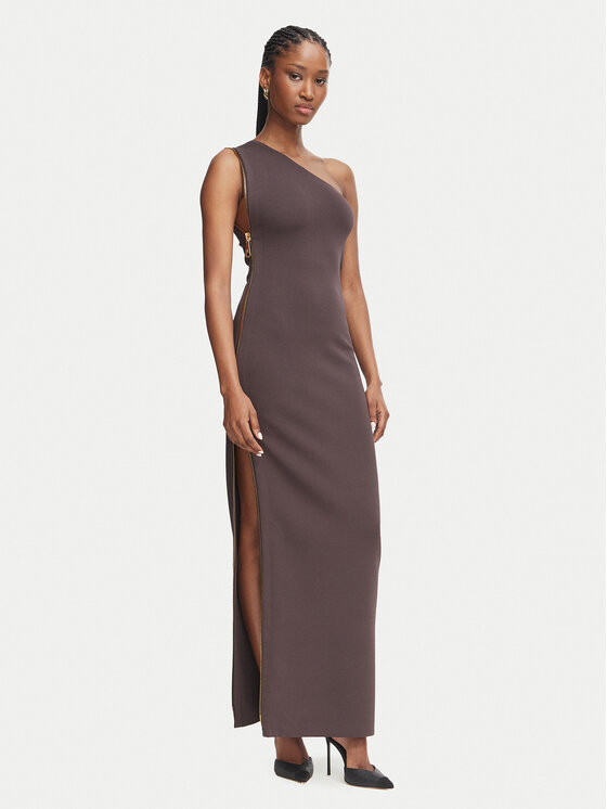 Elisabetta Franchi Sukienka wieczorowa AM-07B-66E2-V700 Brązowy ciemny Slim Fit