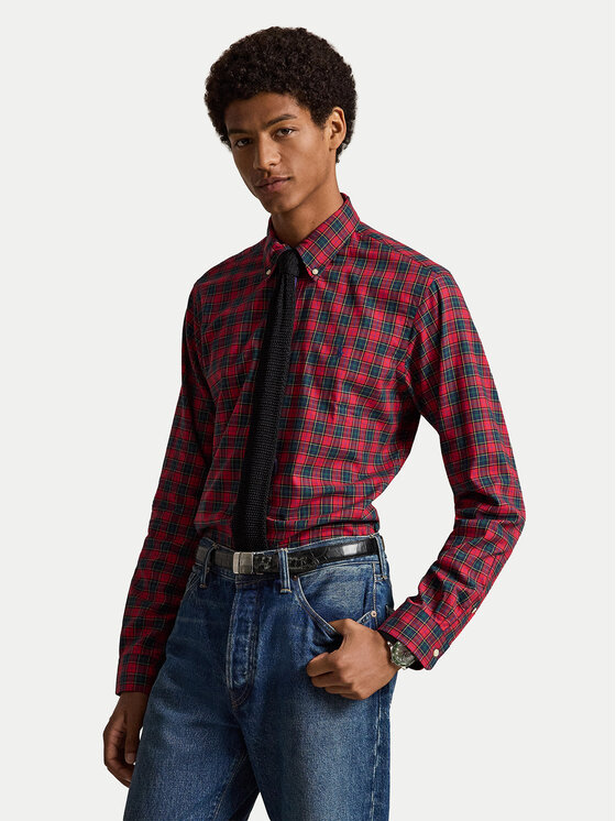 Polo Ralph Lauren Koszula 710953644502 Czerwony ciemny Custom Fit