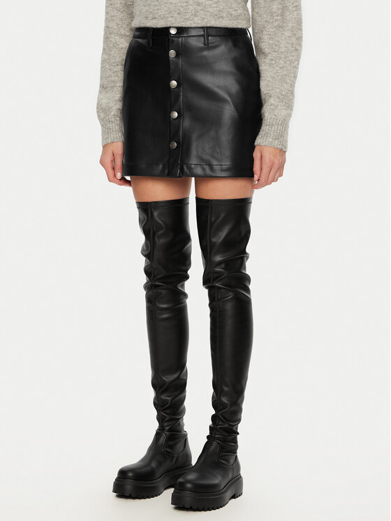 ONLY Spódnica z imitacji skóry Amazing 15331876 Czarny Slim Fit