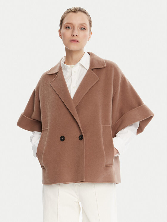 Weekend Max Mara Płaszcz wełniany Pera 2525086021 Brązowy Regular Fit