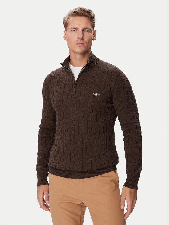 Gant Sweter 8050603 Brązowy Regular Fit