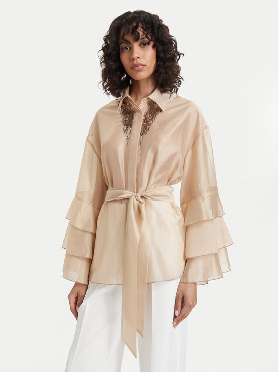 ACCESS FASHION Koszula 63-7068-125 Beżowy jasny Relaxed Fit