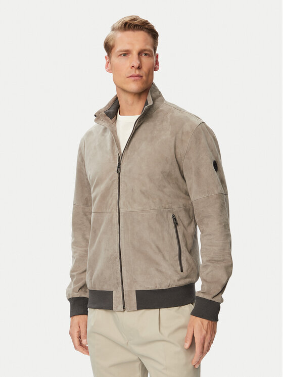 JOOP! Kurtka skórzana Cosmo 80100853 Szary Regular Fit