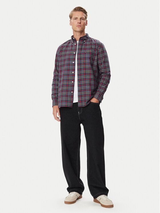 Tommy Hilfiger Koszula Oxford Tartan MW0MW44620 Granatowy Regular Fit
