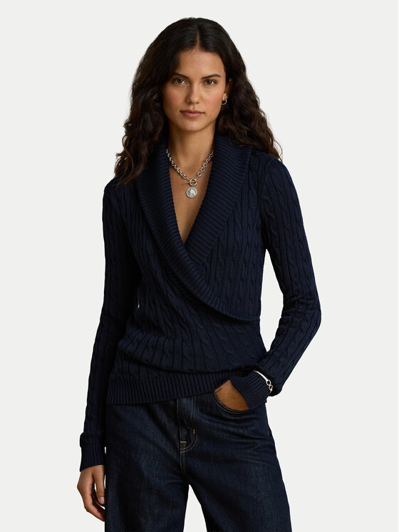 LAUREN RALPH LAUREN Sweter 200P14042002 Granatowy Relaxed Fit