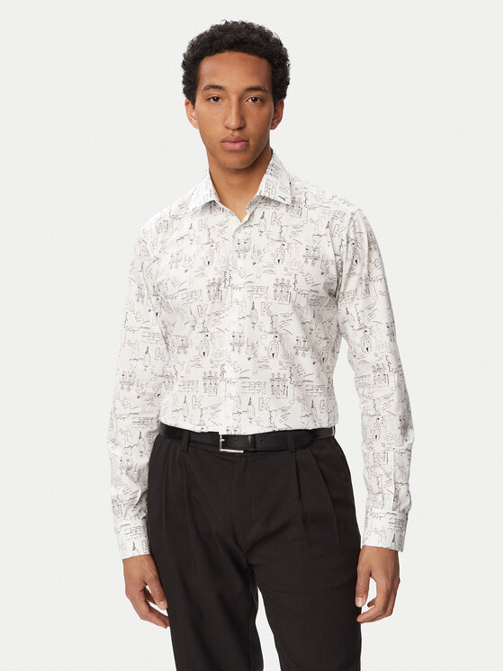 KARL LAGERFELD Koszula 605000 563613 Biały Regular Fit