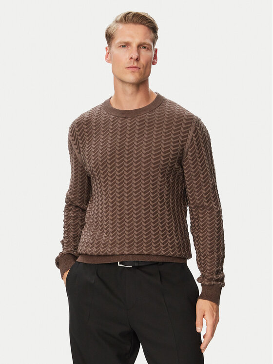 HUGO Sweter Simond 50570261 Brązowy Regular Fit