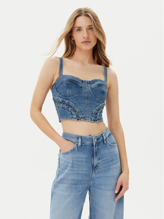 Guess Top W5GH86 D4H7C Niebieski Regular Fit