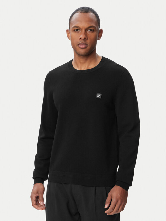 HUGO Sweter Setallo 50564244 Czarny Regular Fit