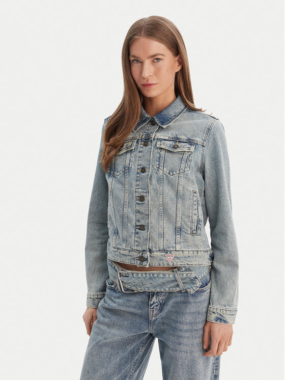 Guess Jeans Kurtka jeansowa W6RN55 D5M4I Niebieski Regular Fit