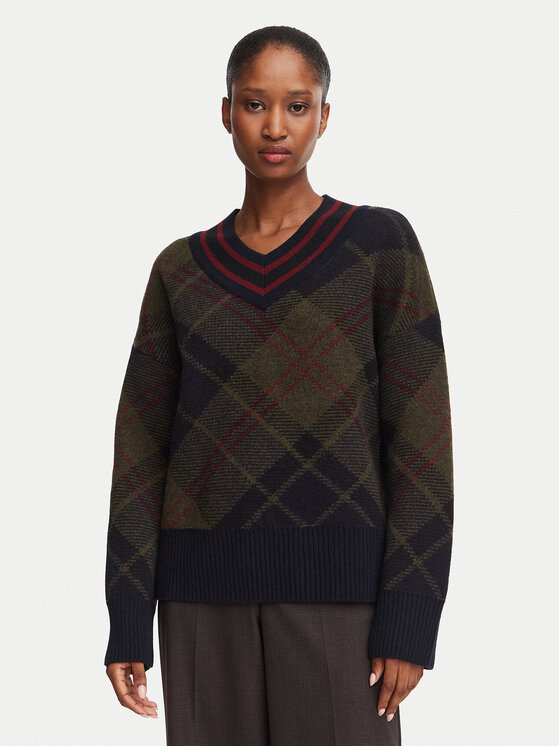 Barbour Sweter Shae LKN1841TN43 Zielony ciemny Relaxed Fit