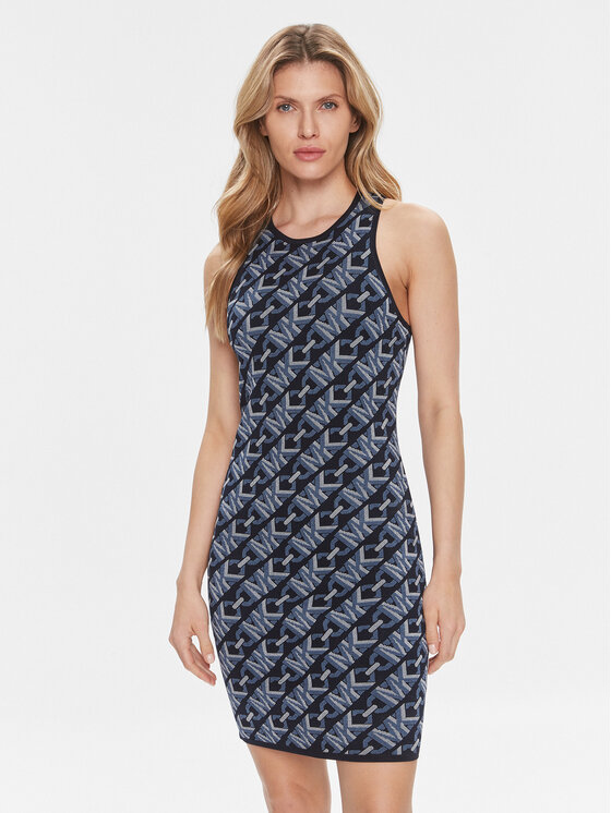 MICHAEL Michael Kors Sukienka letnia MH381SL9Z6 Granatowy Slim Fit