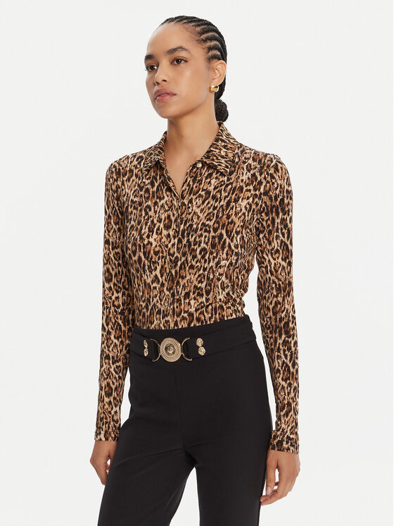 Just Cavalli Koszula 79PAL228 JS496 Brązowy Slim Fit