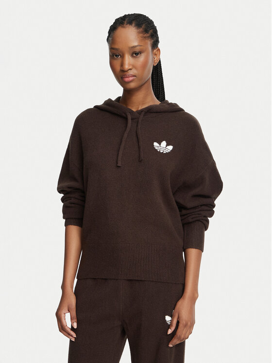 adidas Bluza Essentials IA4448 Brązowy ciemny Loose Fit
