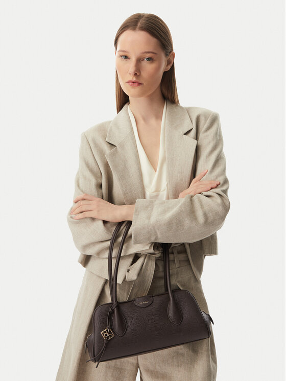 Calvin Klein Torebka Emblem Trio Pebble LV04F3743G Brązowy