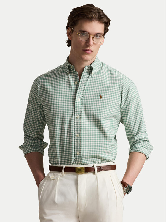 Polo Ralph Lauren Koszula 710853129501 Zielony jasny Custom Fit