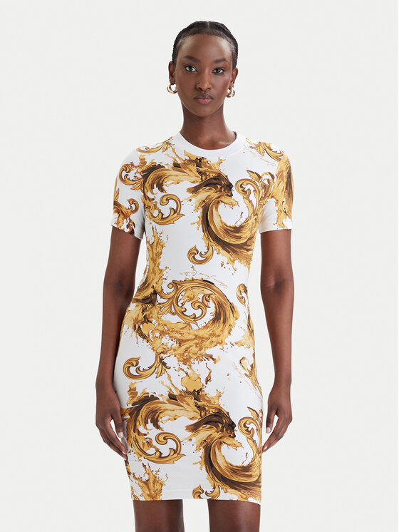 Versace Jeans Couture Sukienka codzienna 80HAO939 JS553 Biały Slim Fit