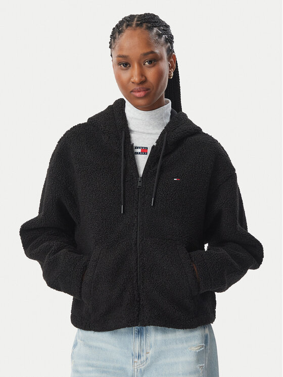Tommy Jeans Kożuch sztuczny Teddy DW0DW23291 Czarny Regular Fit