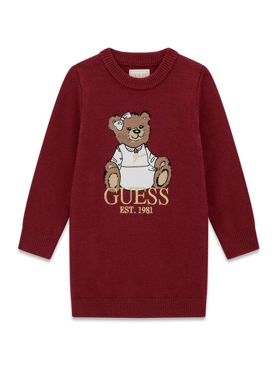 Guess Sukienka dzianinowa K6BK08 Z1308 Czerwony Regular Fit