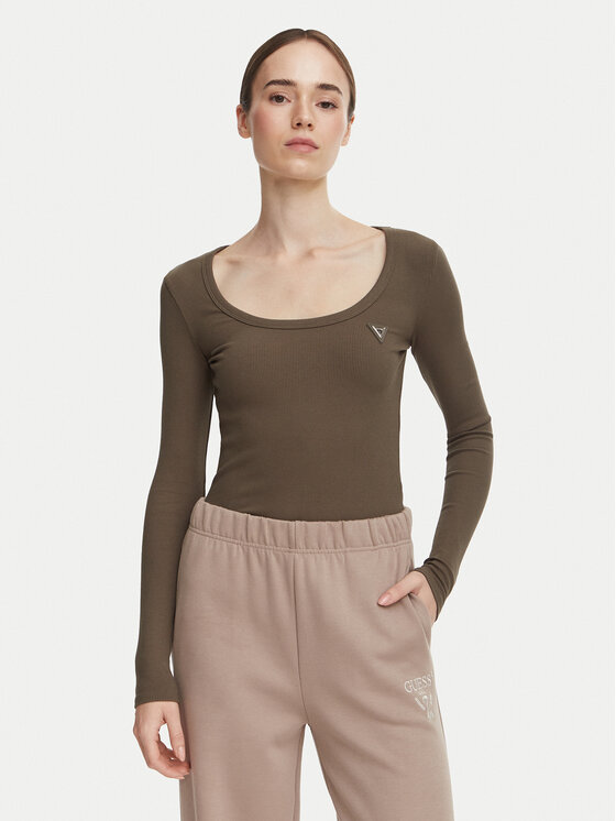 Guess Bluzka V4BP07 K8RT2 Khaki Slim Fit