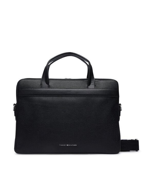 Tommy Hilfiger Torba na laptopa Th Business Leather Computer Bag AM0AM14731 Czarny