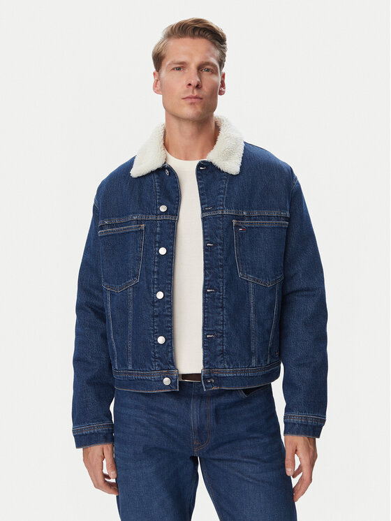 Tommy Jeans Kurtka jeansowa Archive Teddy DM0DM23485 Niebieski Regular Fit