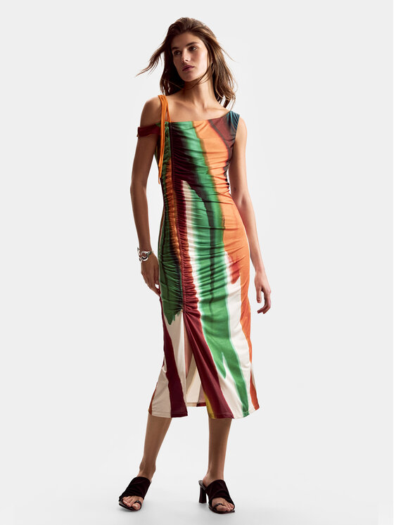 Desigual Sukienka letnia Paint Lacroix 26SWVK17 Kolorowy Slim Fit