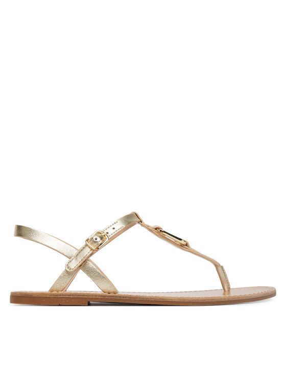 Tommy Hilfiger Sandały Leather Thong Sandal Gold FW0FW09331 Złoty